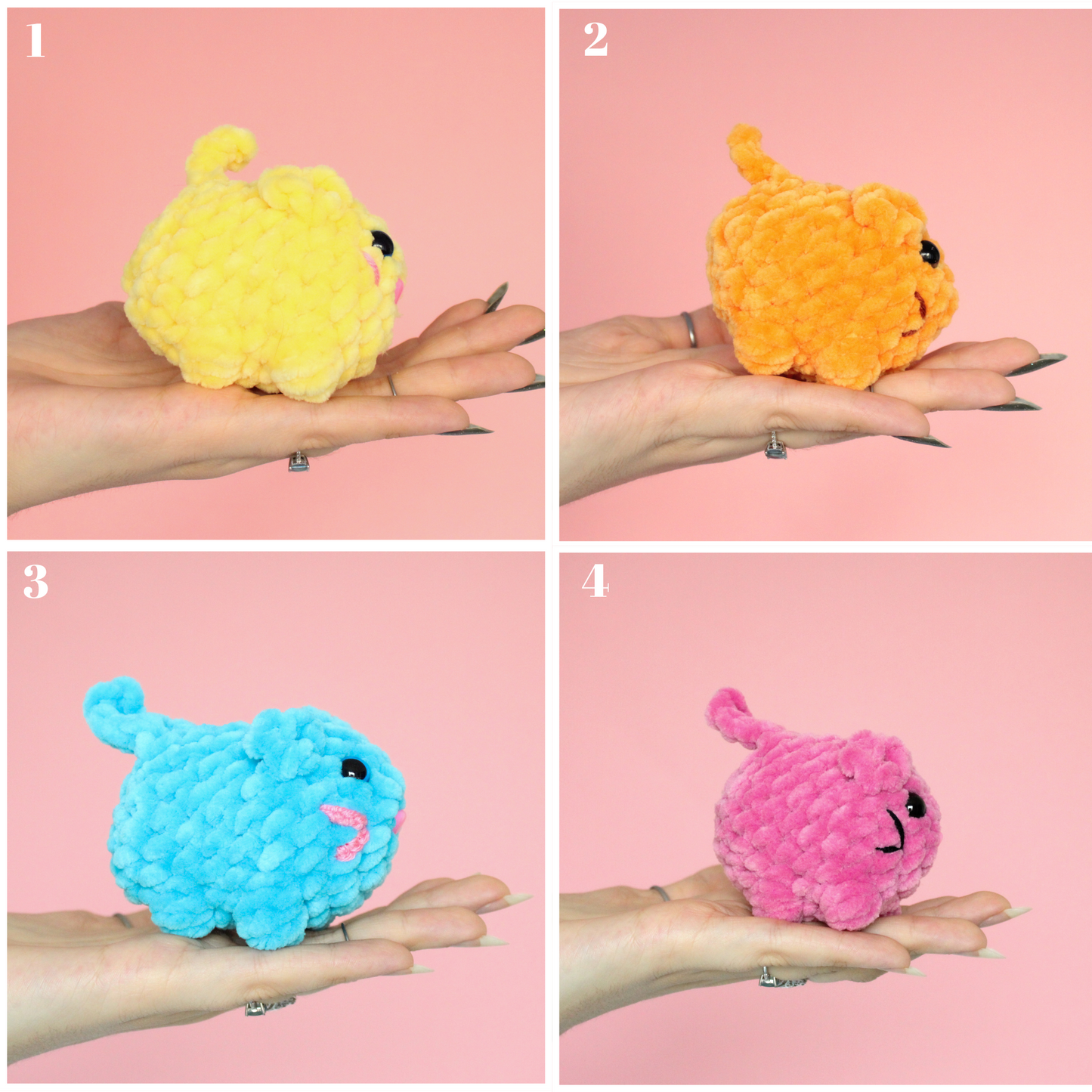 Pisică mini croșetat din fir plușat pastel