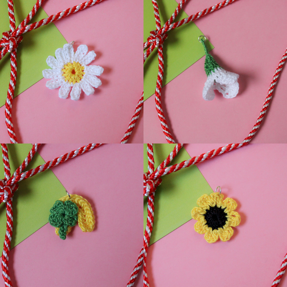 Mărțișor handmade - Flori, ghiocel si potcoava