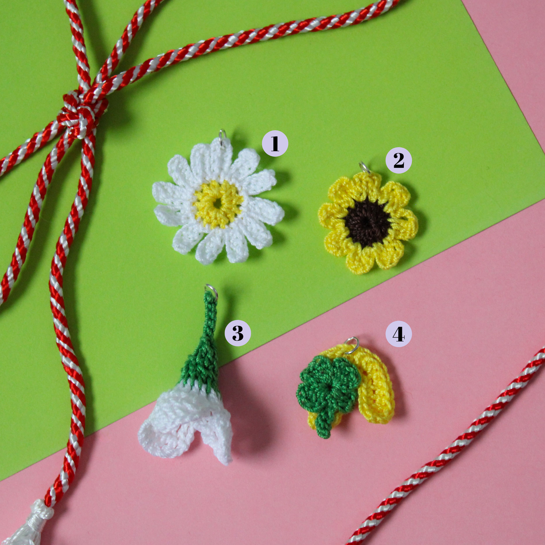 Mărțișor handmade - Flori, ghiocel si potcoava