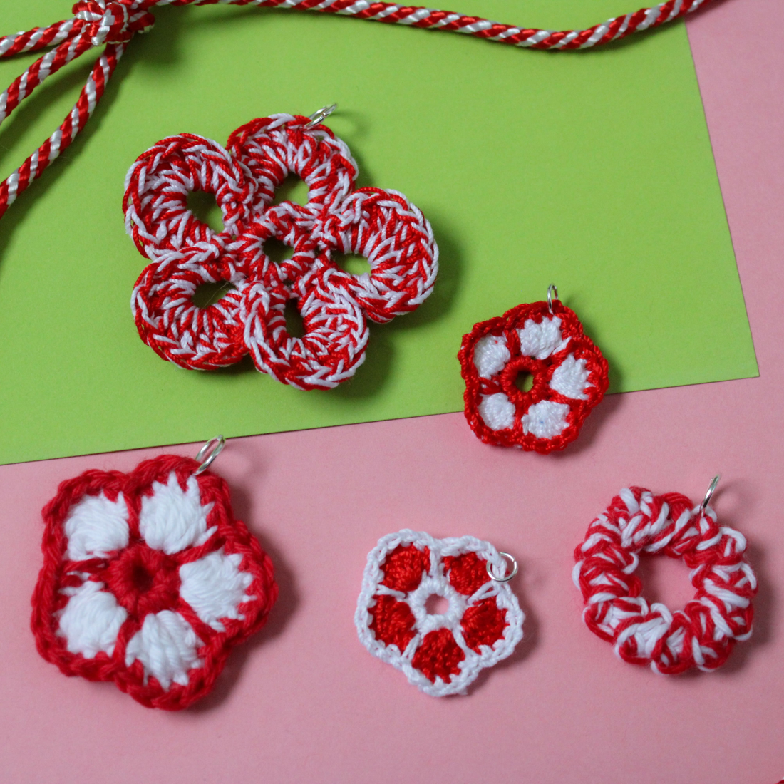 Mărțișor handmade - Model florar și circular crosetat