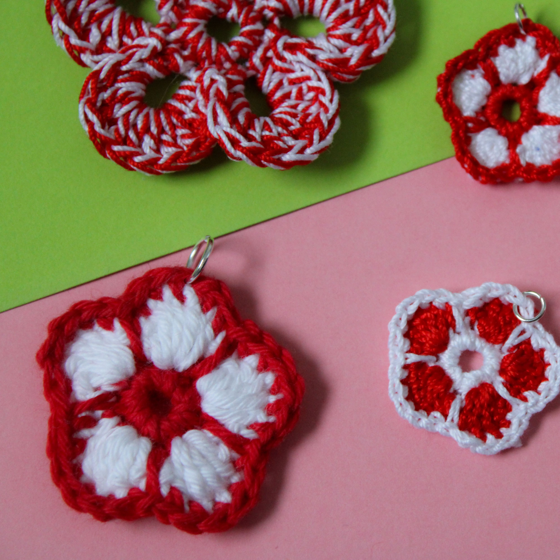 Mărțișor handmade - Model florar și circular crosetat