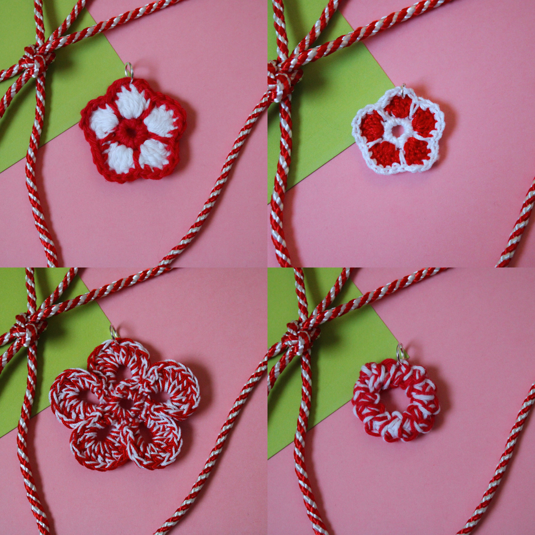 Mărțișor handmade - Model florar și circular crosetat