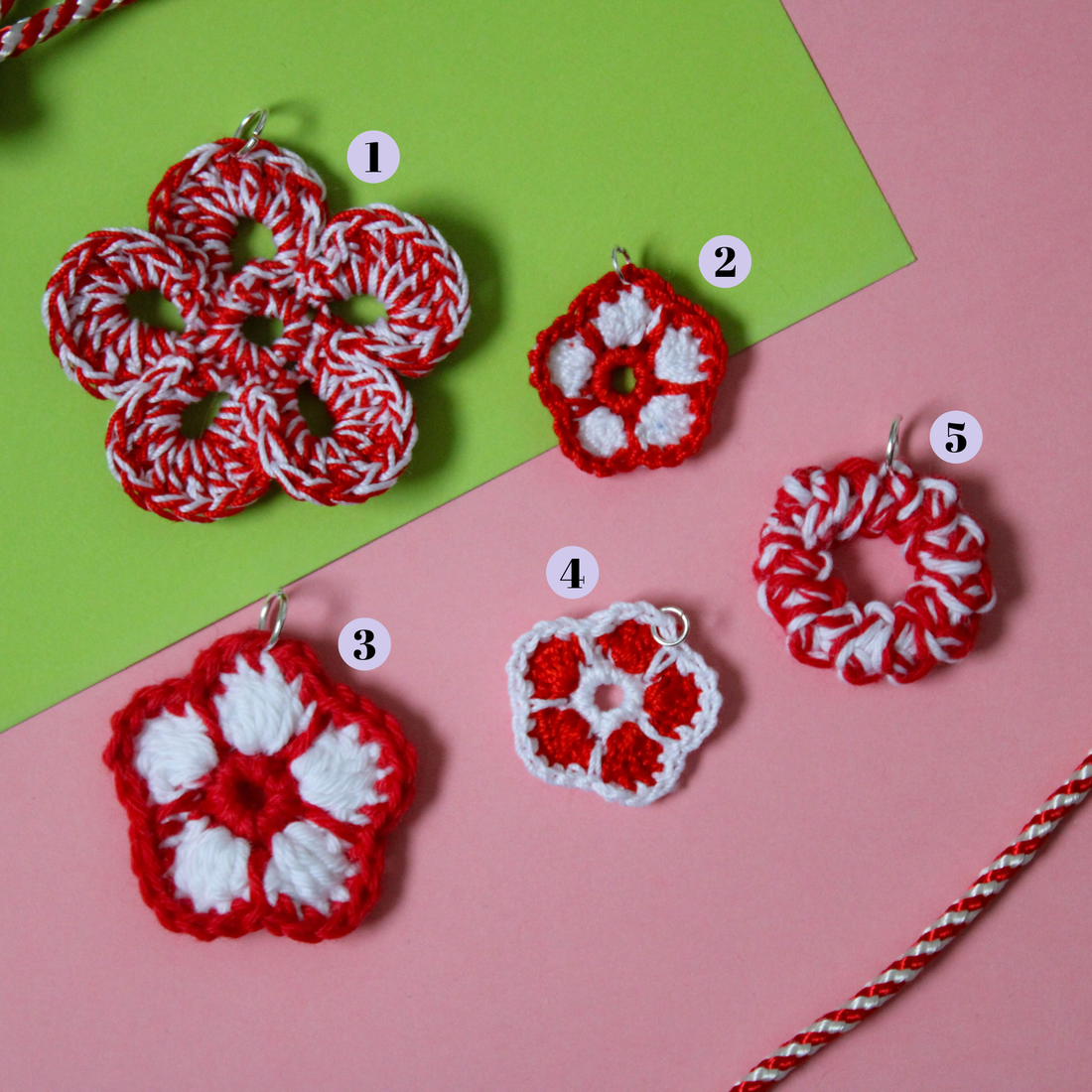 Mărțișor handmade - Model florar și circular crosetat