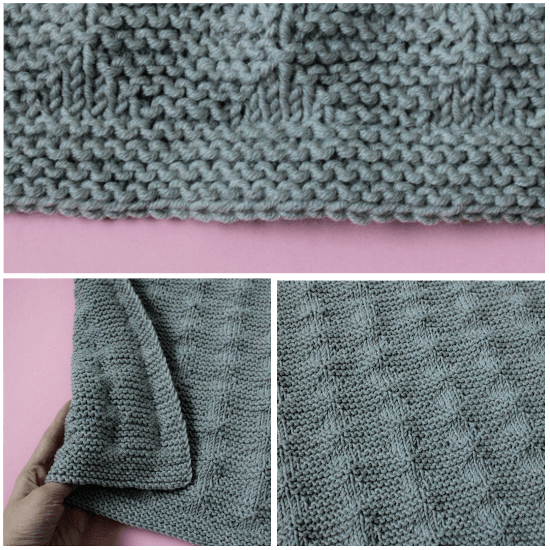 72cm x 88cm. Pătură tricotată din fir de lână Merino