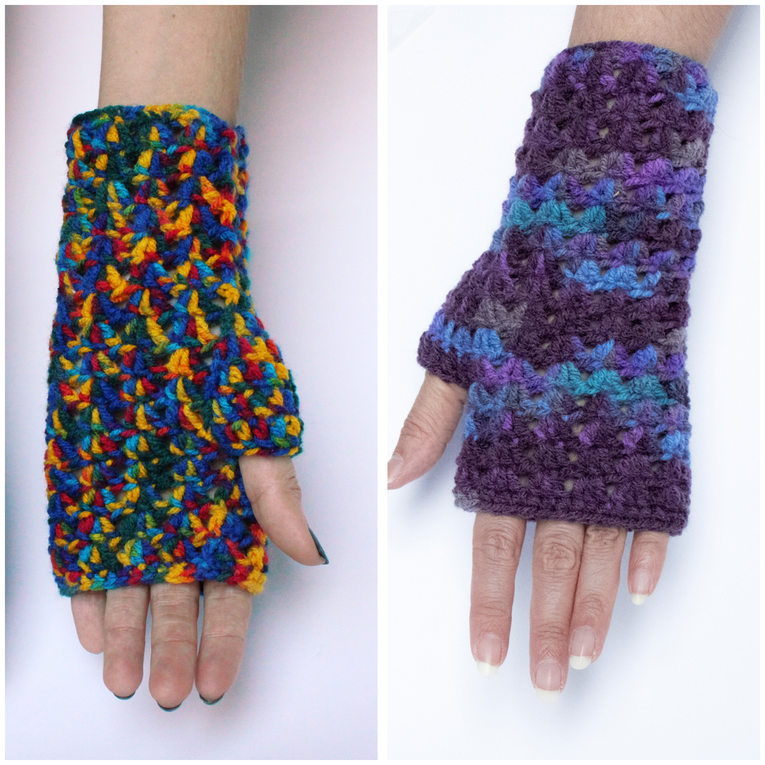 Mânuși croșetate din fir acrilic multicolor