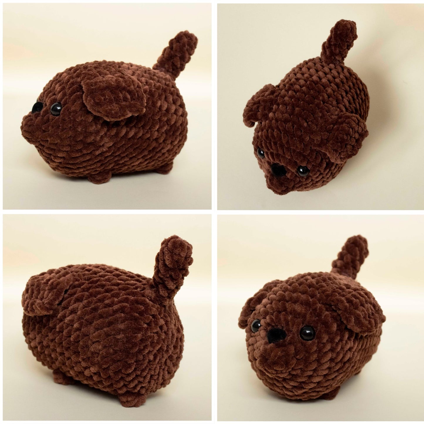 Câine loaf jucărie medie croșetată din fir plușat