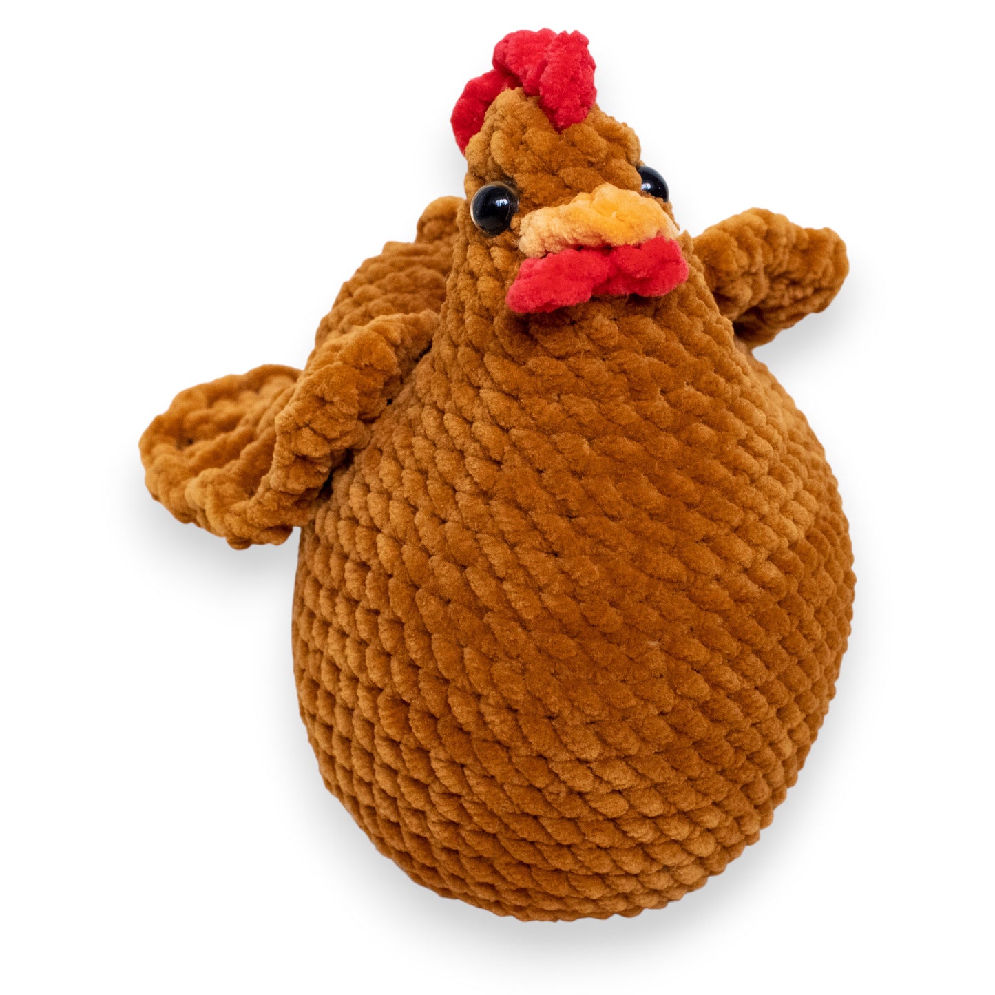 Găină mare croșetată din fir plușat