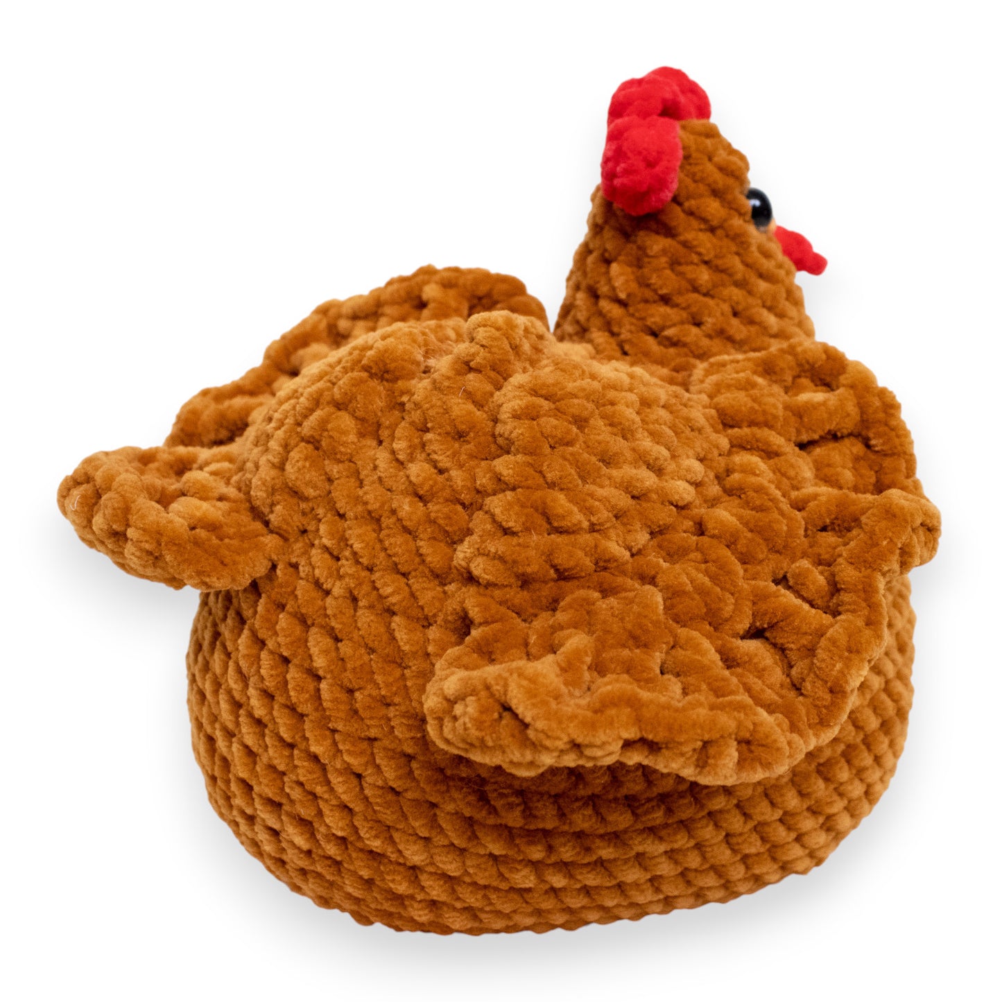 Găină mare croșetată din fir plușat