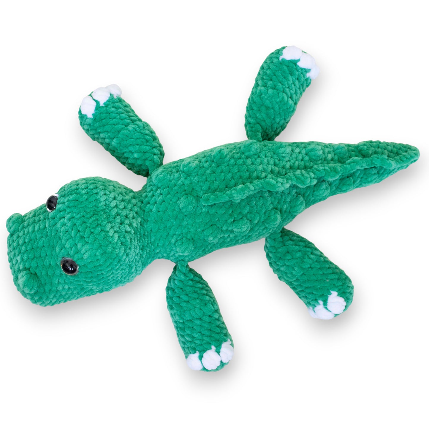 Crocodil mare croșetat din fir plușat
