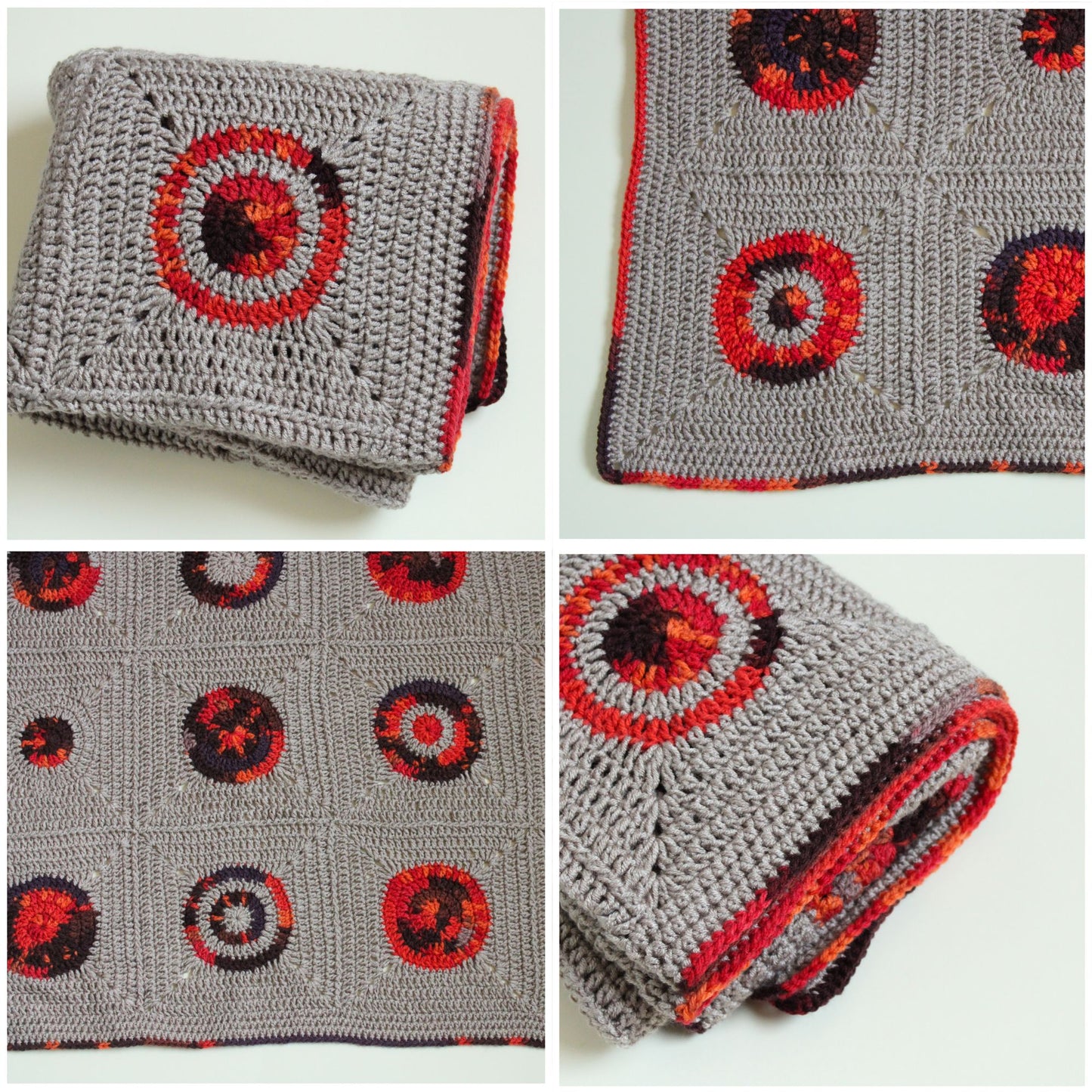 84 x 105 cm. Pătură croșetată din fir acrilic