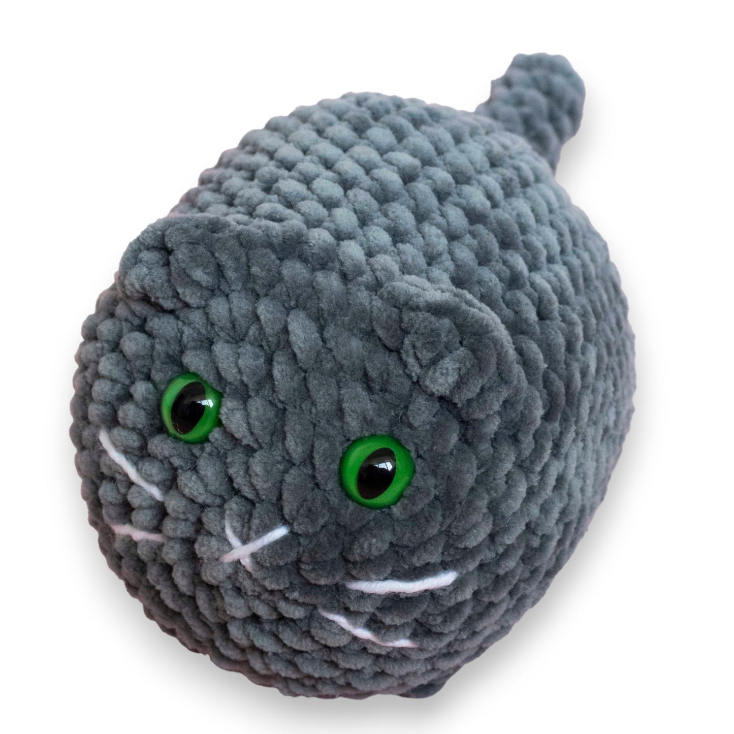 Pisică medie Russian blue croșetată din fir plușat