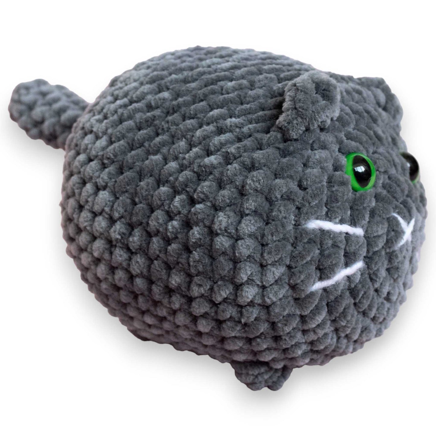 Pisică medie Russian blue croșetată din fir plușat