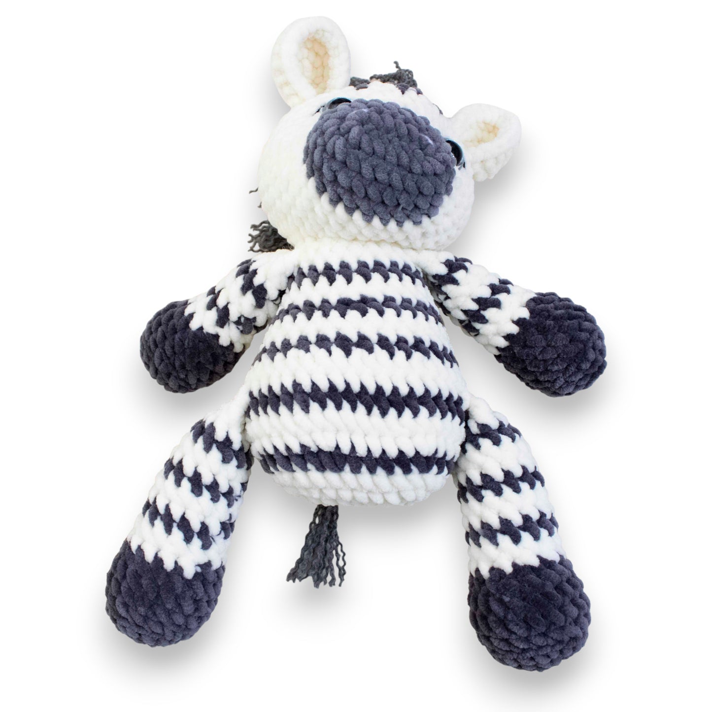 Zebra mare croșetată din fir plușat