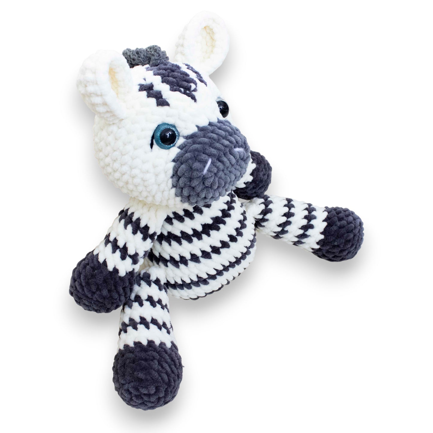 Zebra mare croșetată din fir plușat